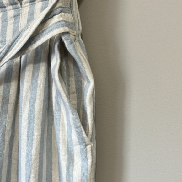 MADEWELL Tie Waist Huston Pull On Crop Pants Wide Leg Stripe Blue White Sz M - Picture 7 of 14